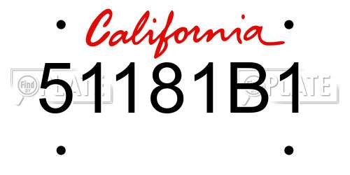 51181B1 California License Plate