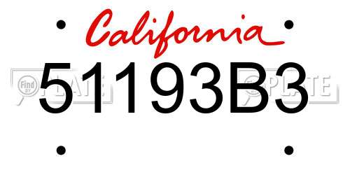 51193B3 California License Plate