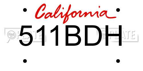 511BDH California License Plate