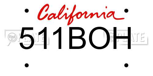 511BOH California License Plate