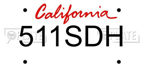 511SDH California License Plate