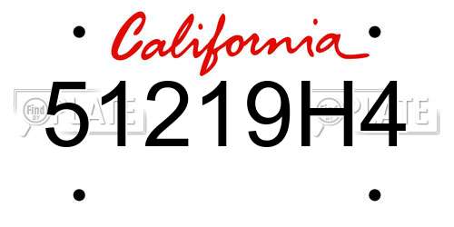 51219H4 California License Plate