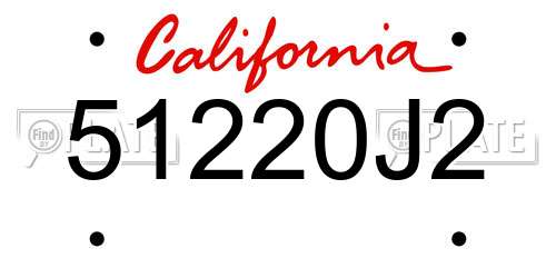 51220J2 California License Plate