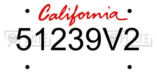 51239V2 California License Plate