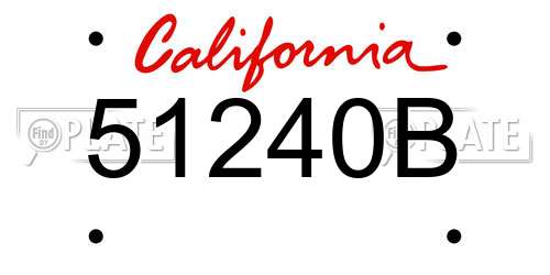 51240B California License Plate