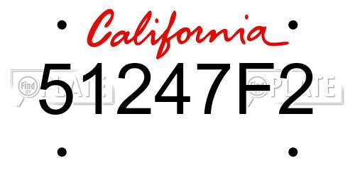 51247F2 California License Plate