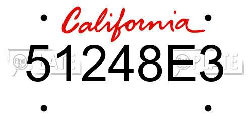 51248E3 California License Plate