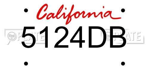 5124DB California License Plate