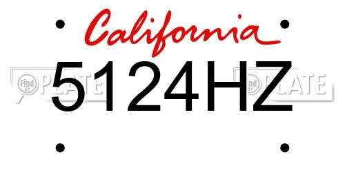 5124HZ California License Plate