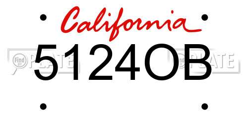 5124OB California License Plate