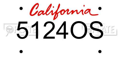 5124OS California License Plate