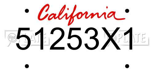 51253X1 California License Plate