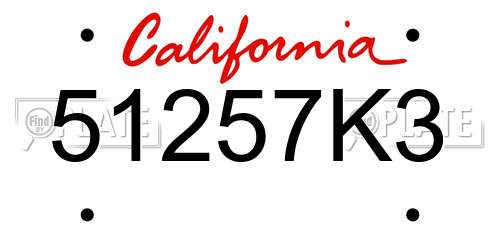 51257K3 California License Plate