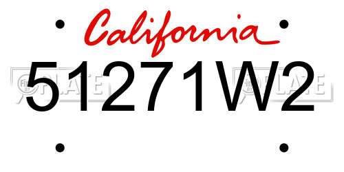 51271W2 California License Plate