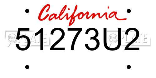 51273U2 California License Plate