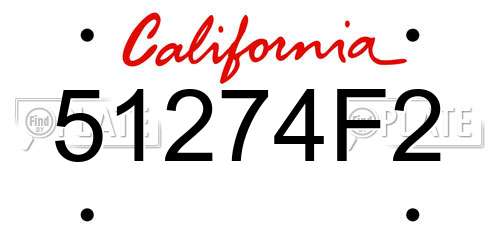 51274F2 California License Plate