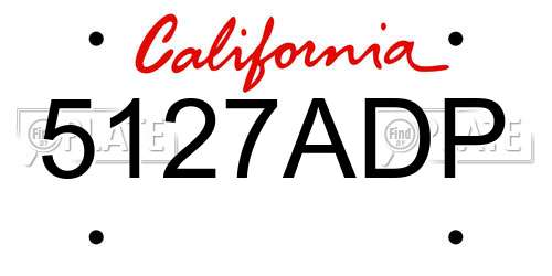 5127ADP California License Plate