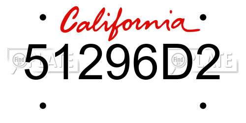51296D2 California License Plate
