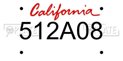 512A08 California License Plate