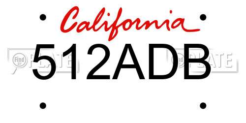 512ADB California License Plate