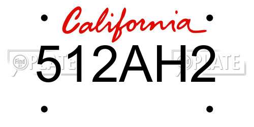 512AH2 California License Plate