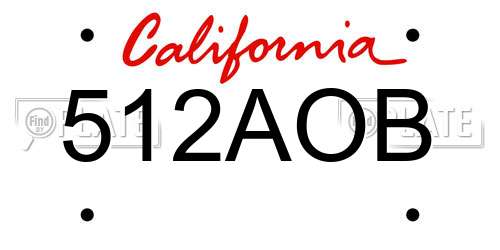 512AOB California License Plate