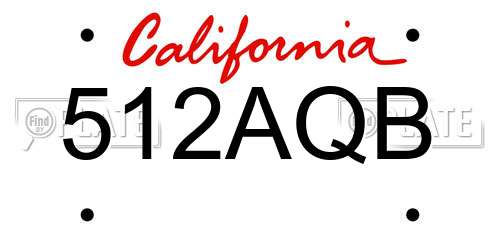 512AQB California License Plate