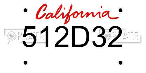512D32 California License Plate