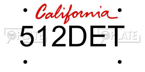 512DET California License Plate