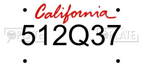 512Q37 California License Plate