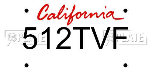 512TVF California License Plate