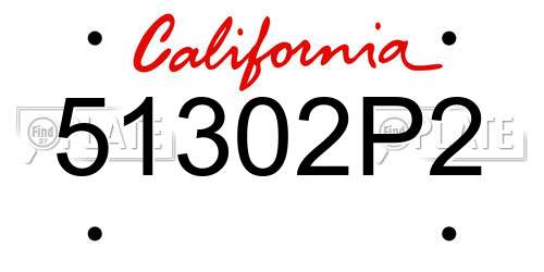 51302P2 California License Plate