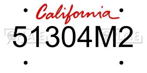 51304M2 California License Plate