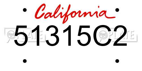 51315C2 California License Plate