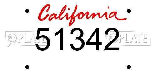 51342 California License Plate