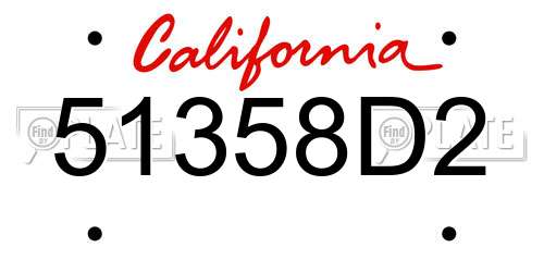 51358D2 California License Plate