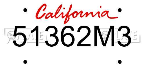 51362M3 California License Plate