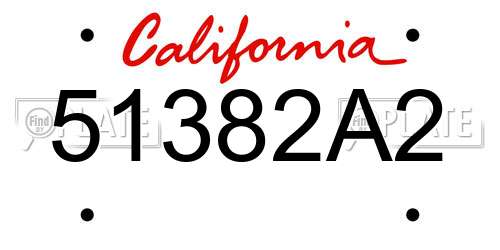 51382A2 California License Plate