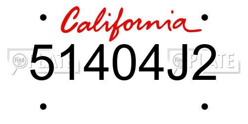 51404J2 California License Plate