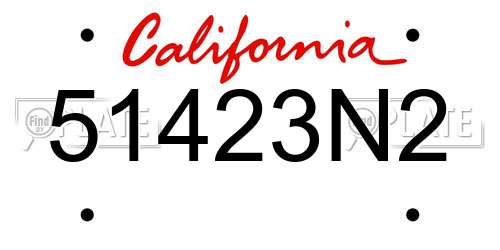 51423N2 California License Plate