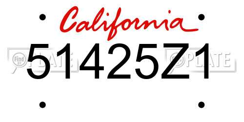 51425Z1 California License Plate