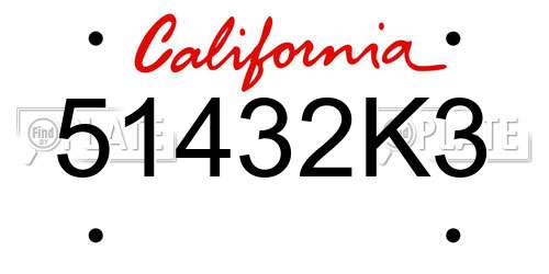 51432K3 California License Plate