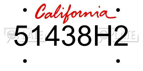 51438H2 California License Plate