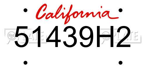 51439H2 California License Plate