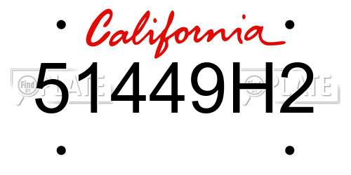 51449H2 California License Plate