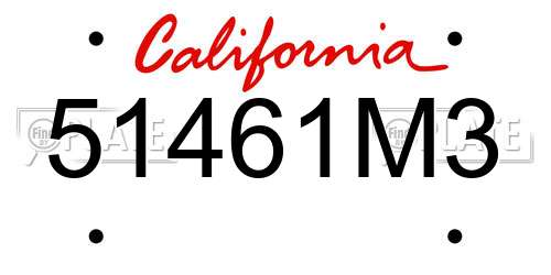 51461M3 California License Plate