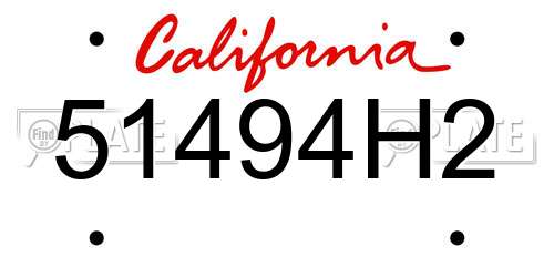 51494H2 California License Plate