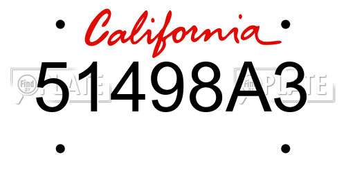 51498A3 California License Plate