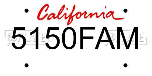 5150FAM California License Plate