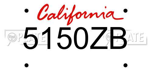 5150ZB California License Plate